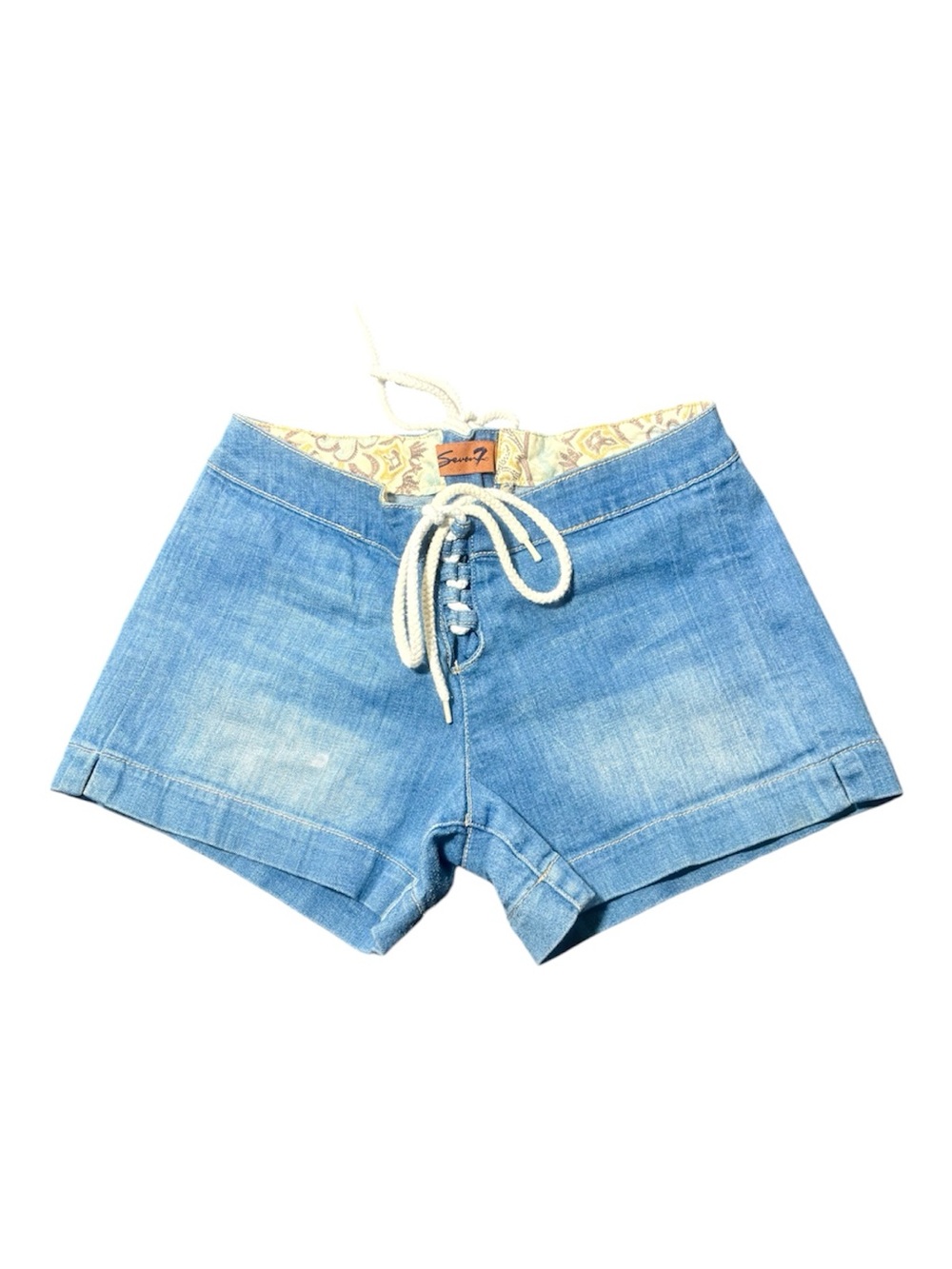 SEVEN7 Vintage Y2K Lace-Up Light Blue Denim Shorts